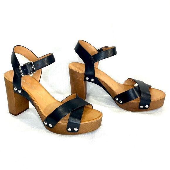 Antonio Melani  Leather Block Heeled Platform Sandals Size 9 Catalyni - Picture 1 of 13
